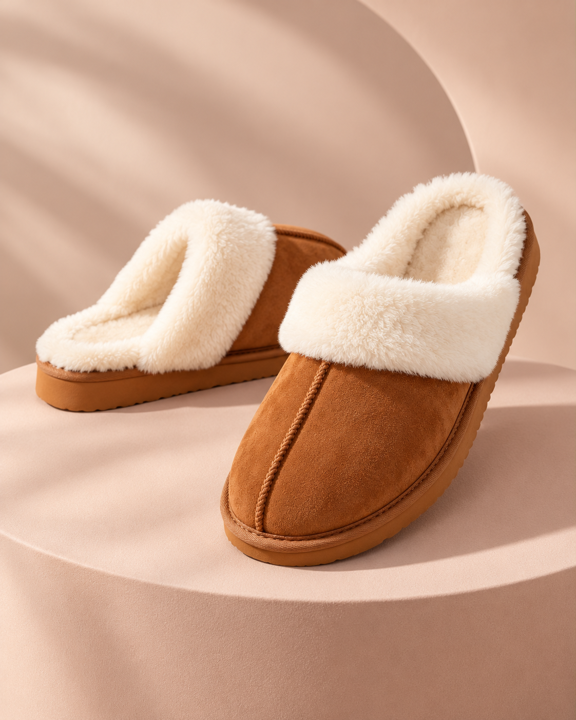 Slipperella The Cosy Mule tan fur-lined slippers