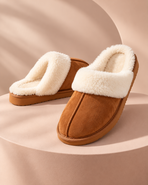 Slipperella The Cosy Mule tan fur-lined slippers